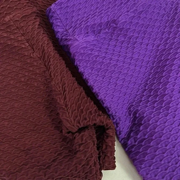 Booty by Brabants 2 Pair Cropped Capri Leggings Purple Red Women OSFM - Picture 3 of 10